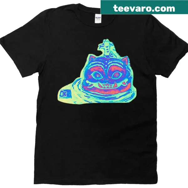 Neon Kpop-inspired T-shirt with a tiger and crow illustration