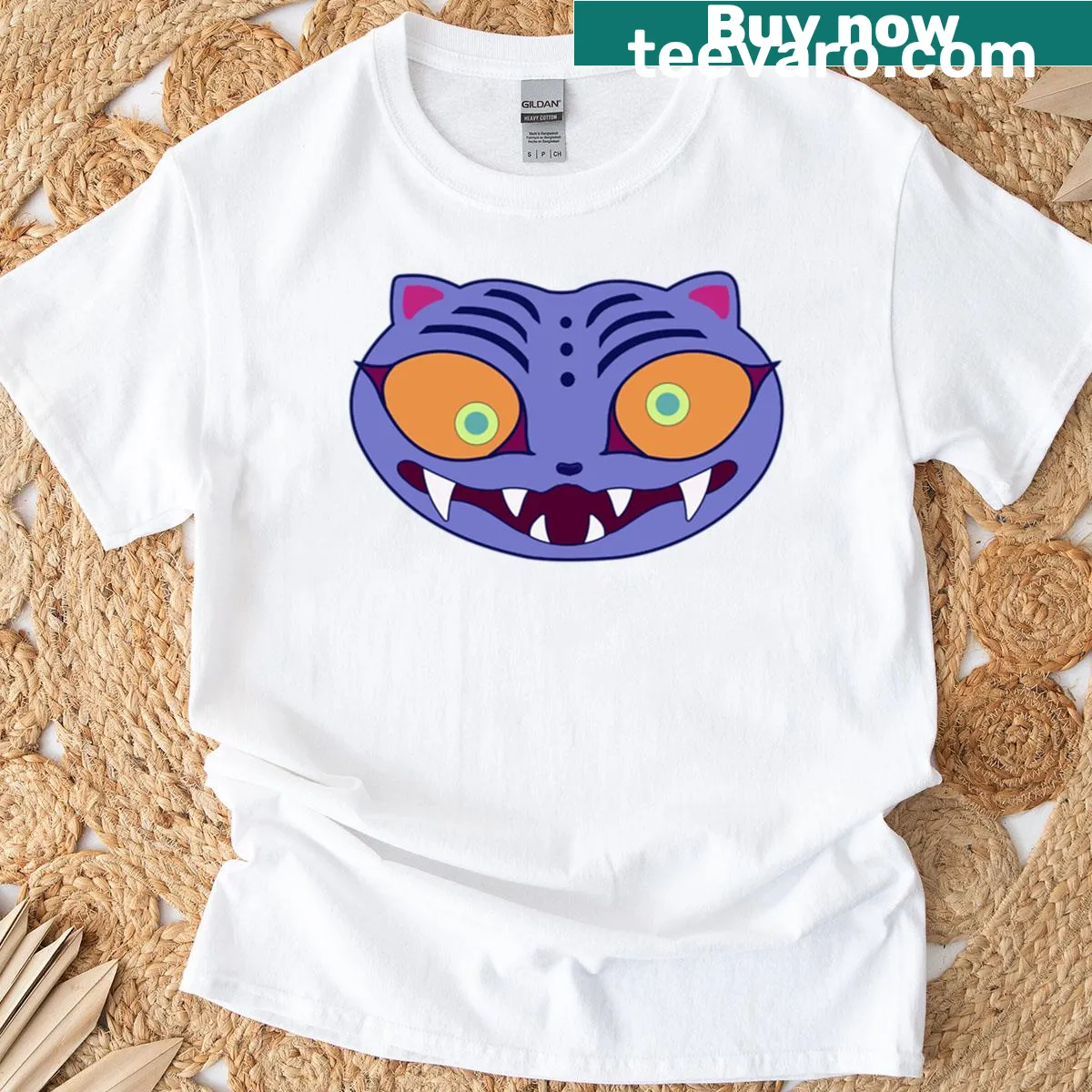 Oversized t-shirt featuring a tiger demon illustration — on a men's t-shirt