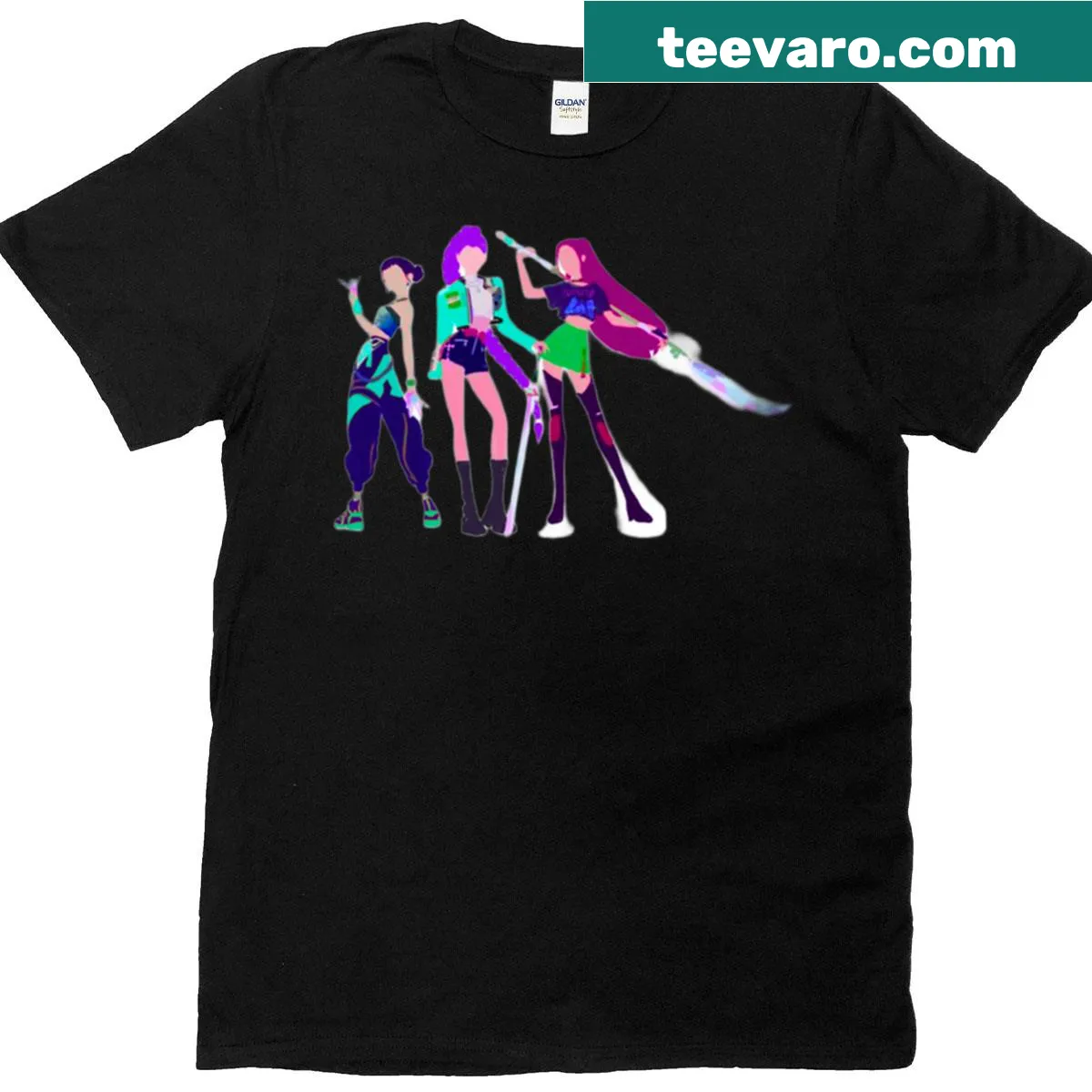 T-shirt featuring a playful trio of stickers design — on a men's t-shirt