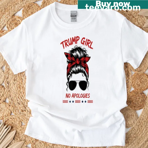 Playful 'No Apologies' T-shirt for women with messy bun design