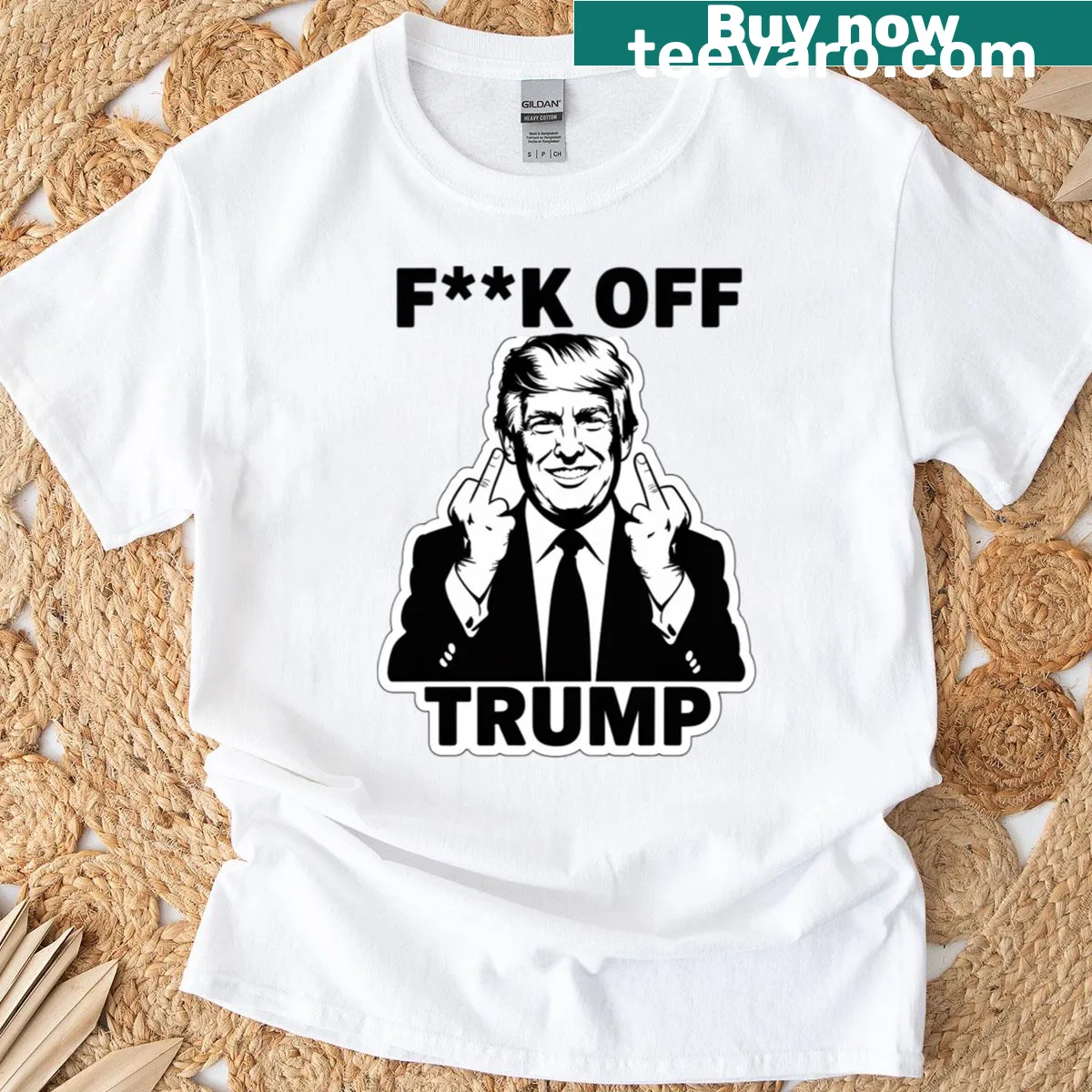 Middle finger graphic T-shirt with an edgy political message — on a men's t-shirt