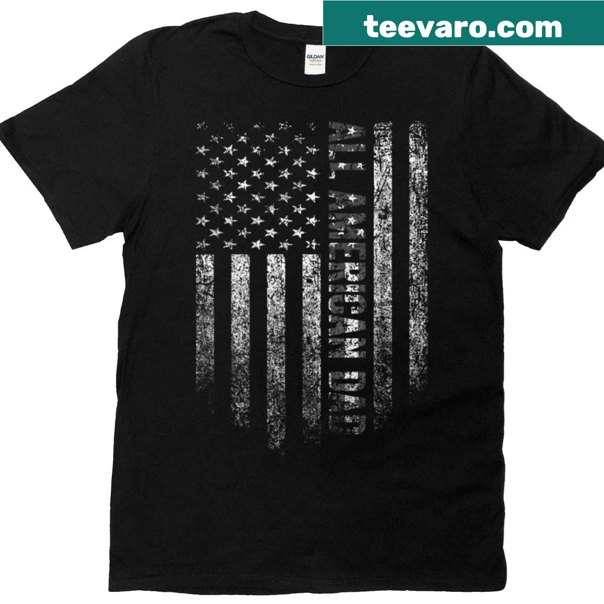 Vintage T-shirt with American flag for Fourth of July — on a men's t-shirt