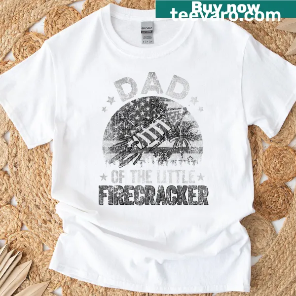 Vintage distressed tee with 'Daddy Of The Little Firecracker' text