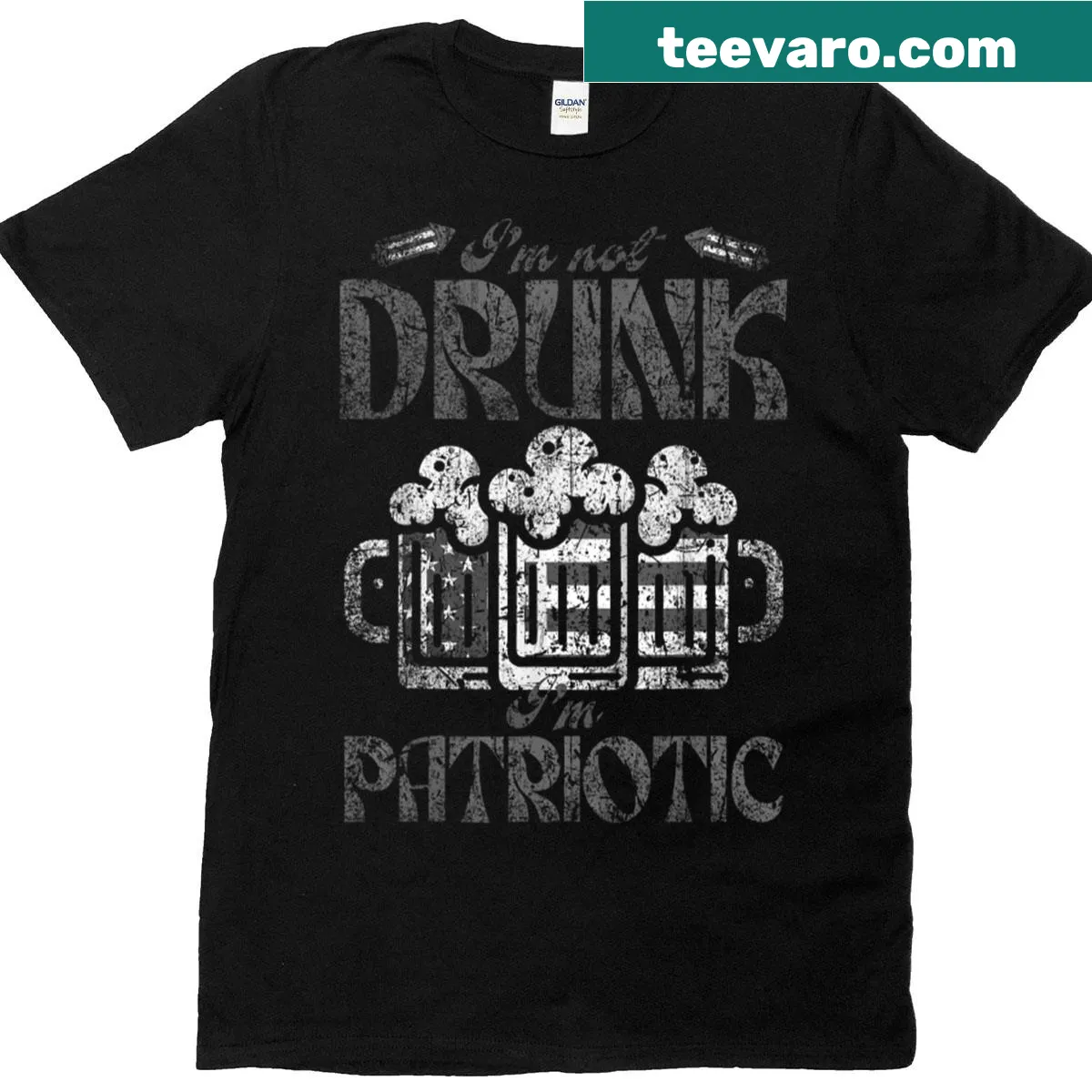 Funny patriotic 4th of July t-shirt with vintage design — on a men's t-shirt