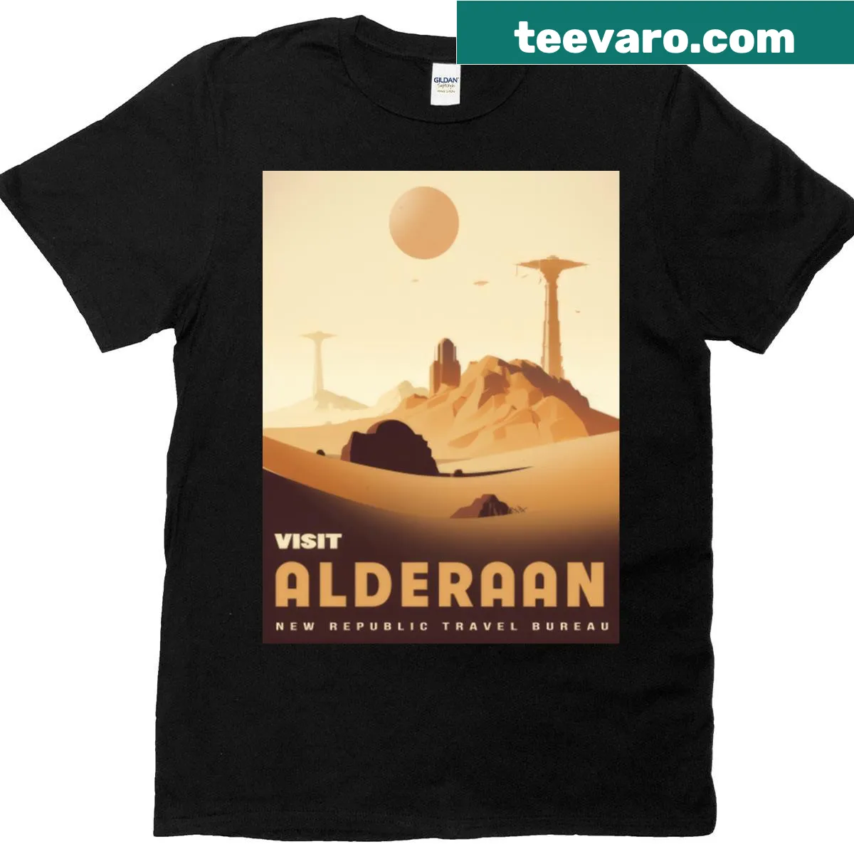 Vintage-style T-shirt featuring Alderaan National Park graphic — on a men's t-shirt