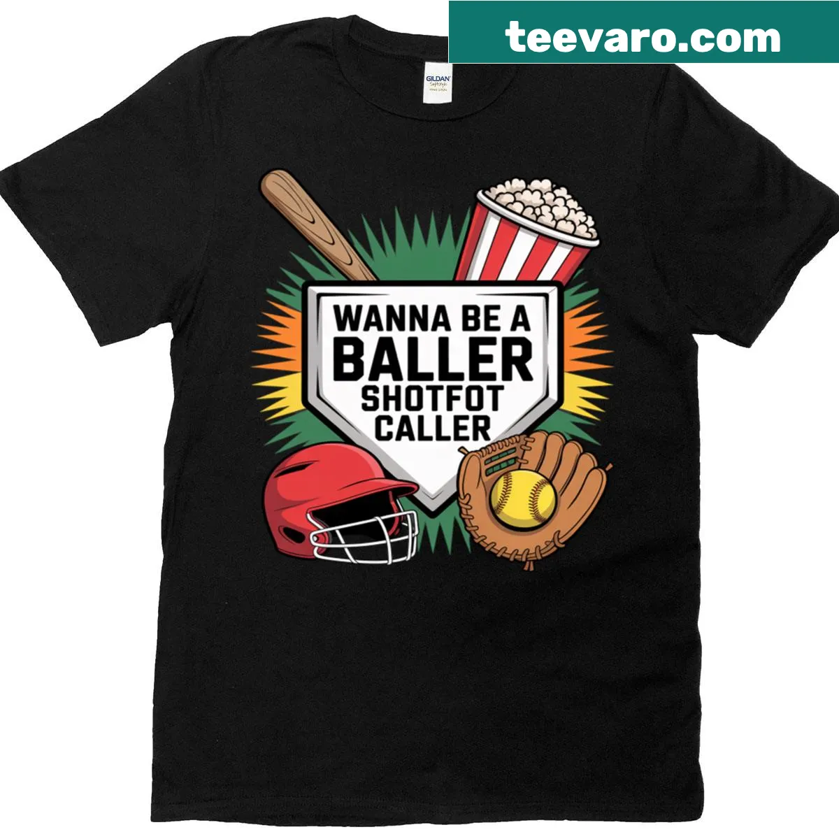 Playful typography t-shirt with 'Wanna Be A Baller' saying — on a men's t-shirt