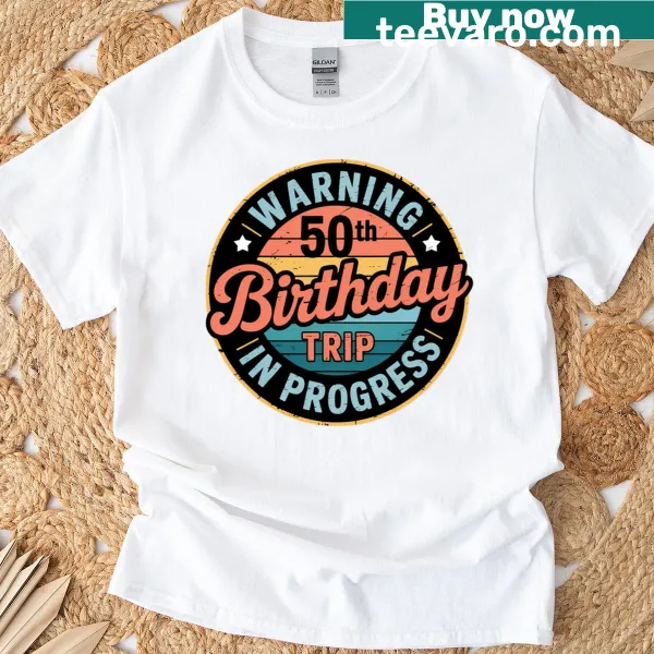 Funny T-shirt for 50th birthday featuring a whimsical design about aging