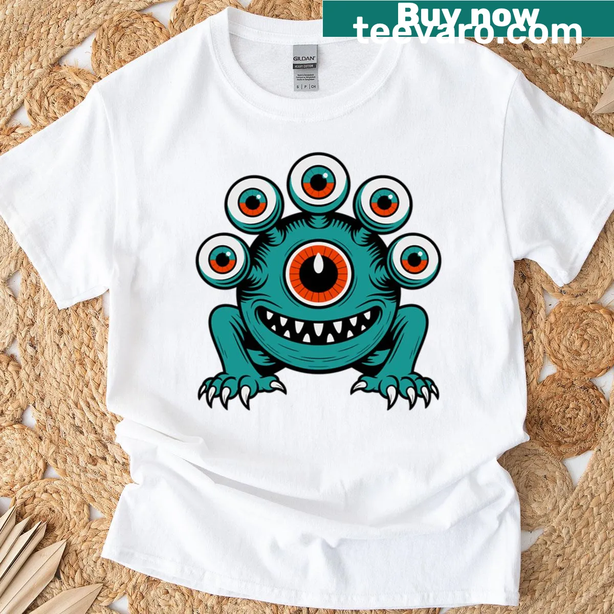 Charming illustration of a Beholder on a t-shirt — on a men's t-shirt