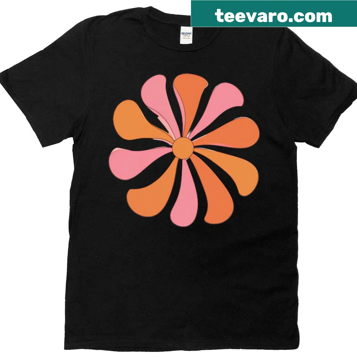 Floral design t-shirt featuring wavy petals — on a men's t-shirt