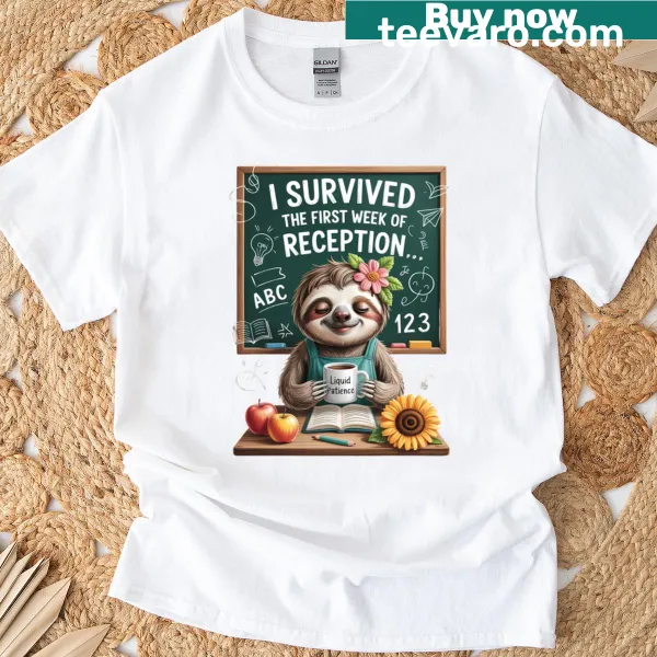 Cute sloth T-shirt designed for back-to-school events and teachers