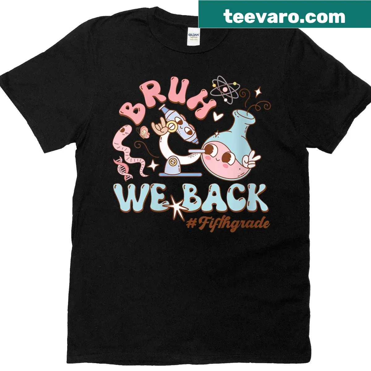 Humorous teacher T-shirt with 'Bruh' graphic for science educators — on a men's t-shirt