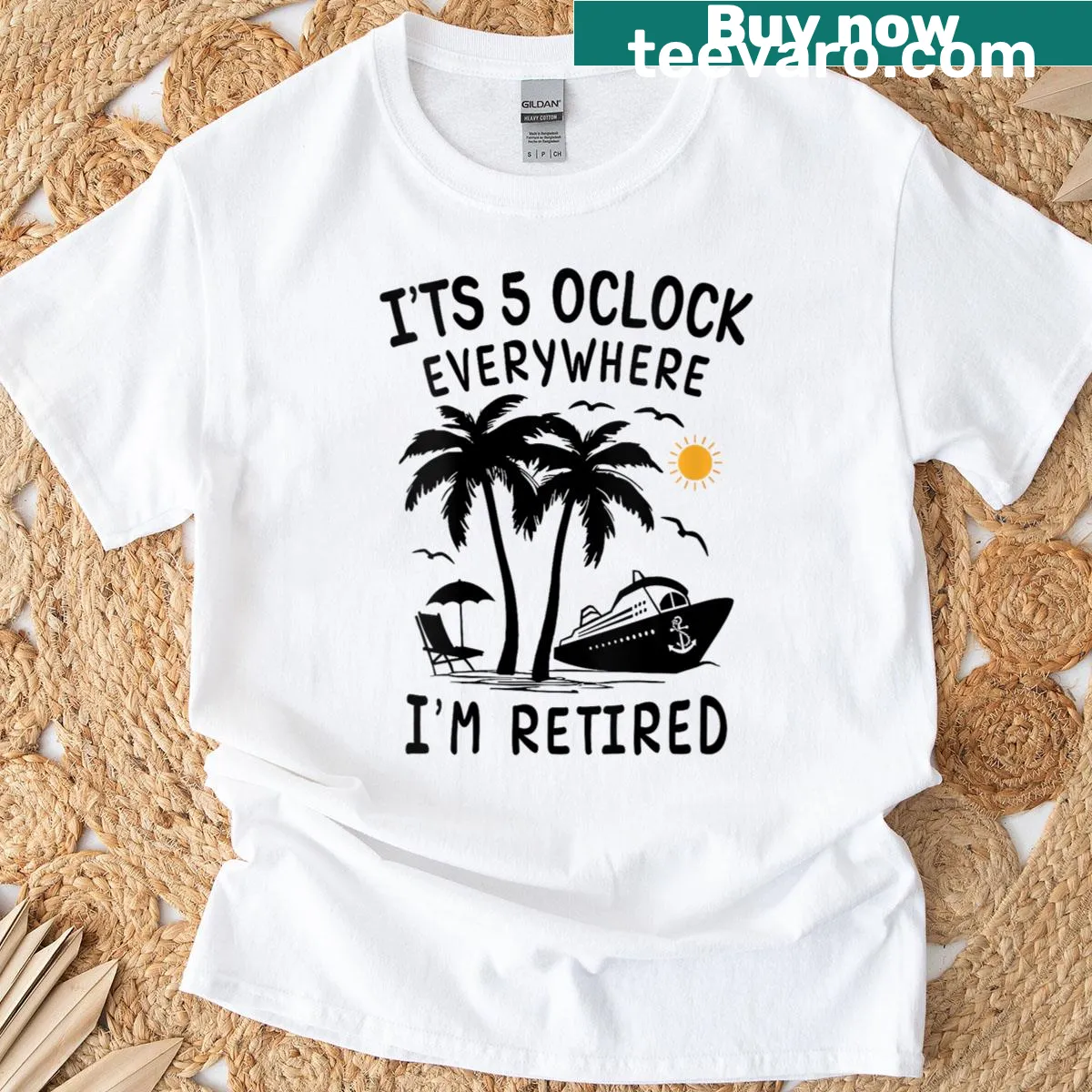 Cruise retirement t-shirt with summer adventure theme — on a men's t-shirt