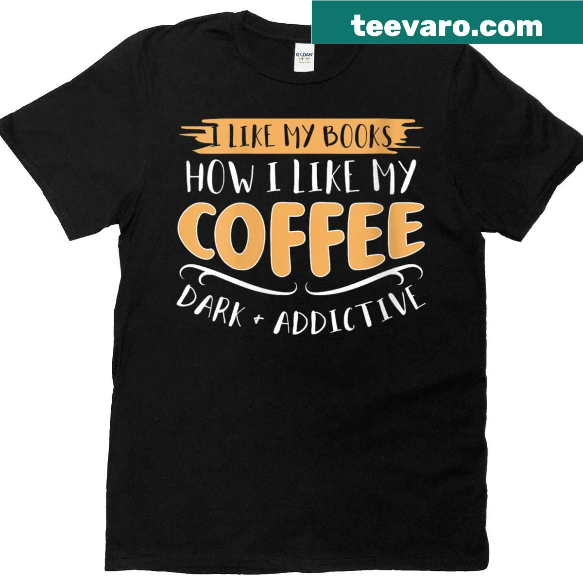 Dark academia t-shirt emphasizing love for books and coffee — on a men's t-shirt