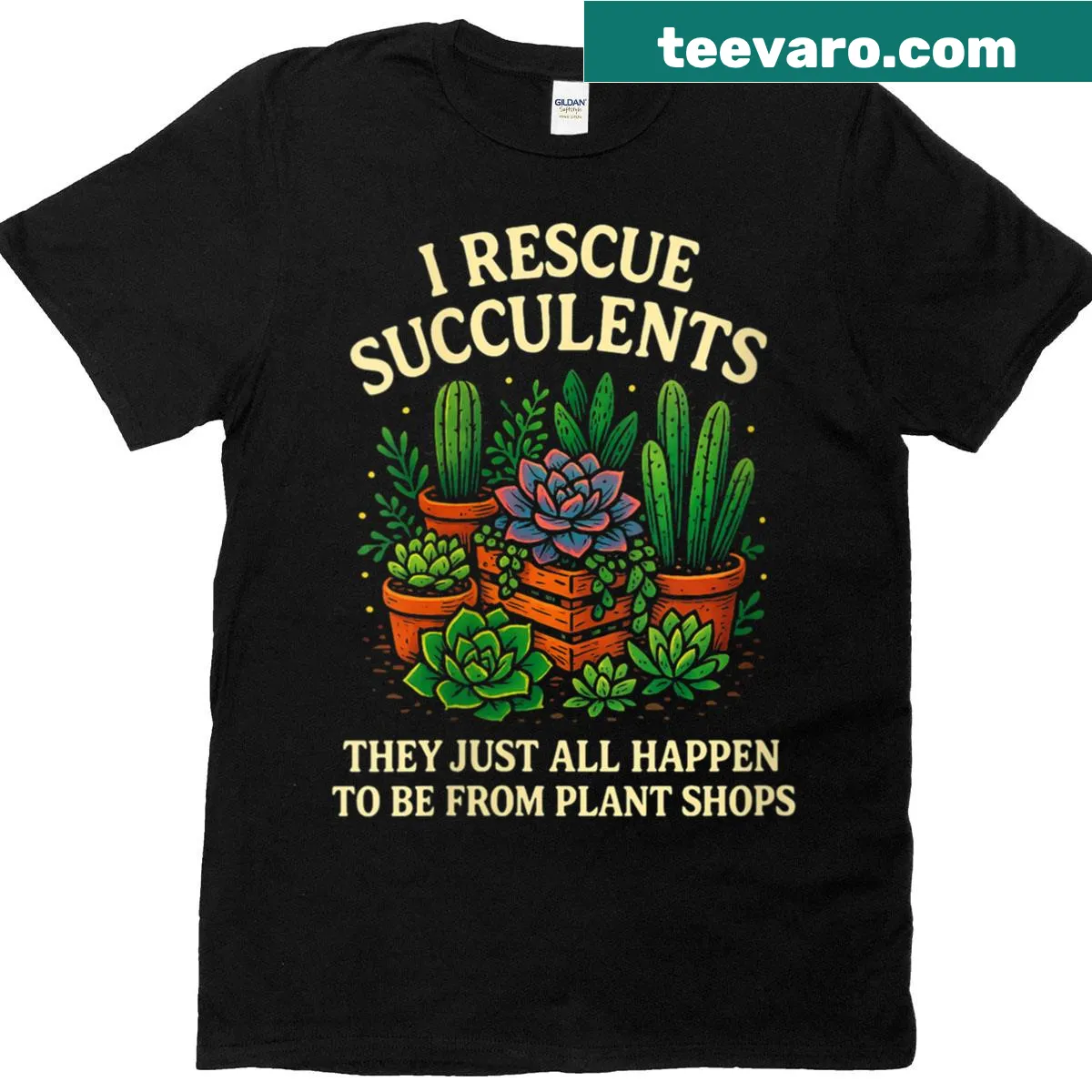 Funny succulent rescue lover t-shirt — on a men's t-shirt