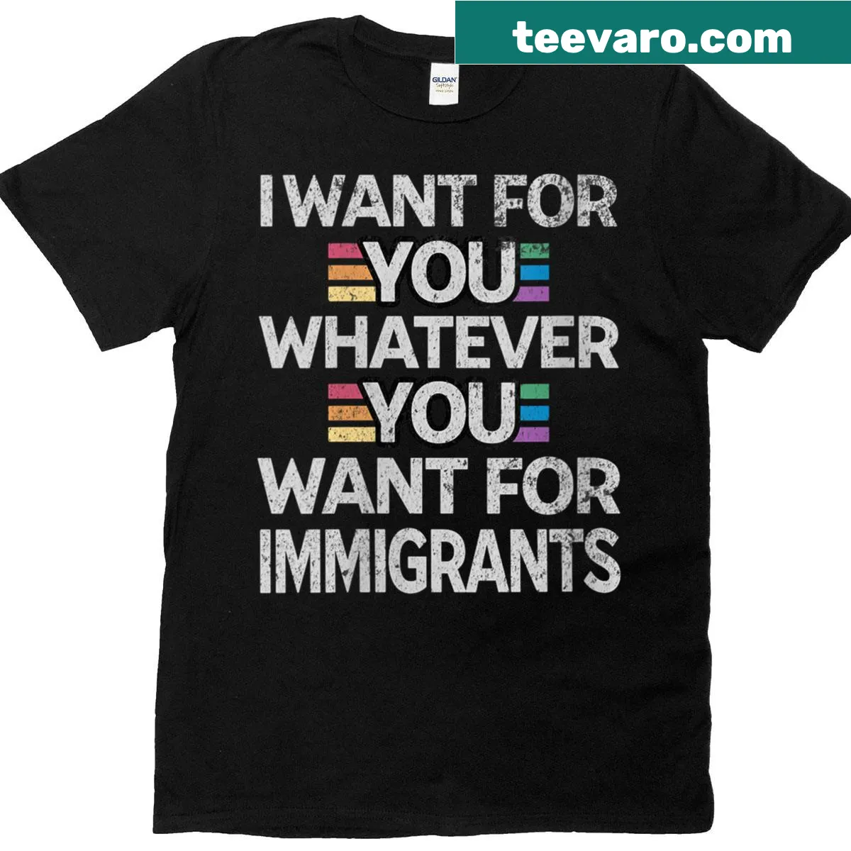 Vintage T-shirt with a supportive message for immigrants. — on a men's t-shirt