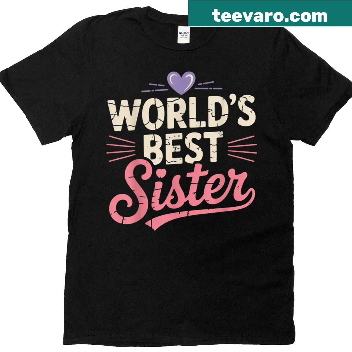 Funny T-shirt saying Worlds Greatest Sister in playful typography — on a men's t-shirt