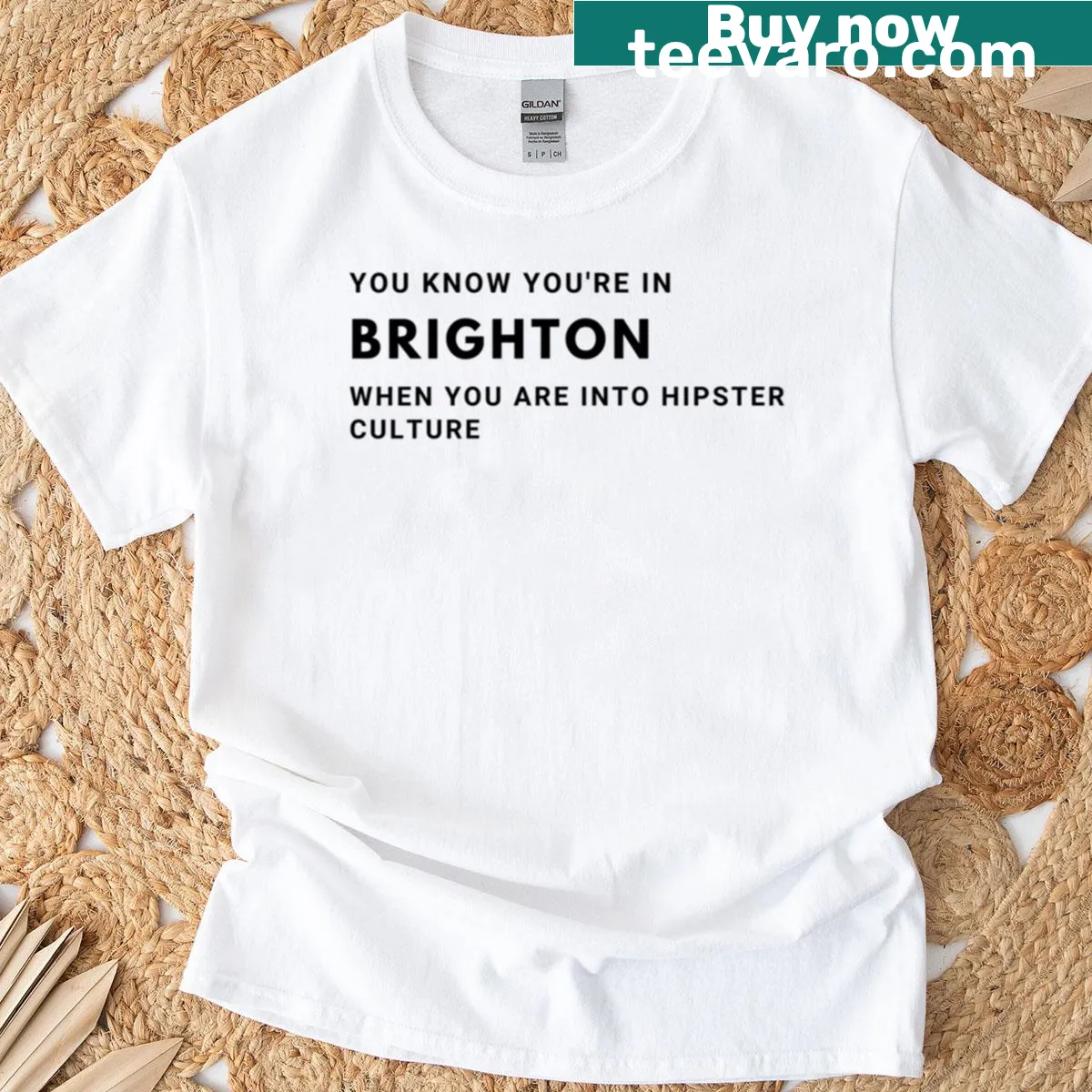 Brighton-themed T-shirt showcasing alternative culture humor. — on a men's t-shirt