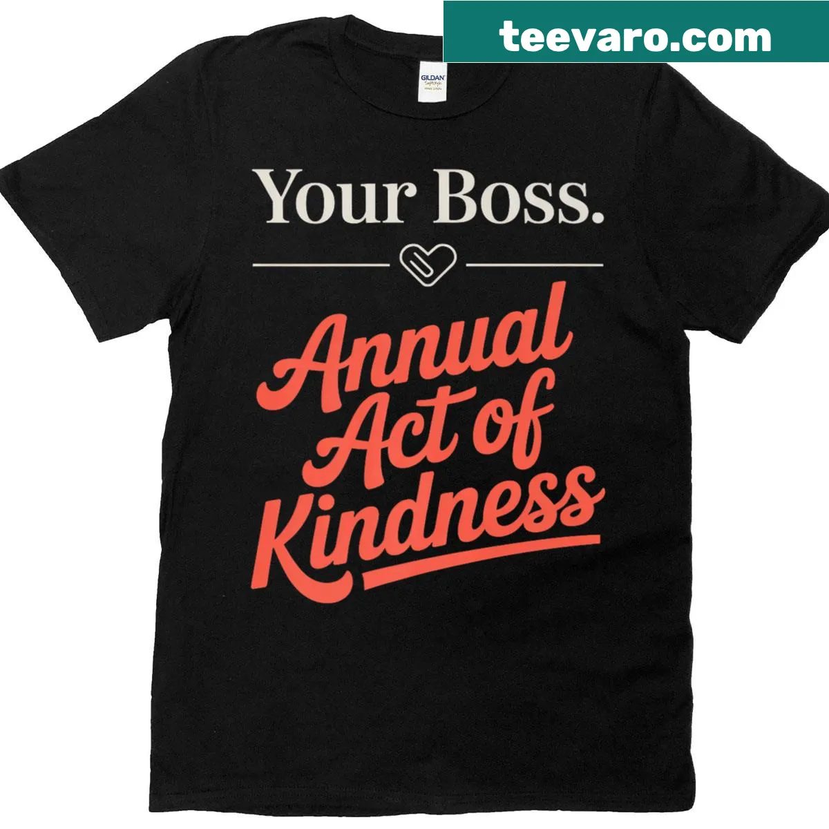 Playful T-shirt for bosses featuring kindness theme — on a men's t-shirt