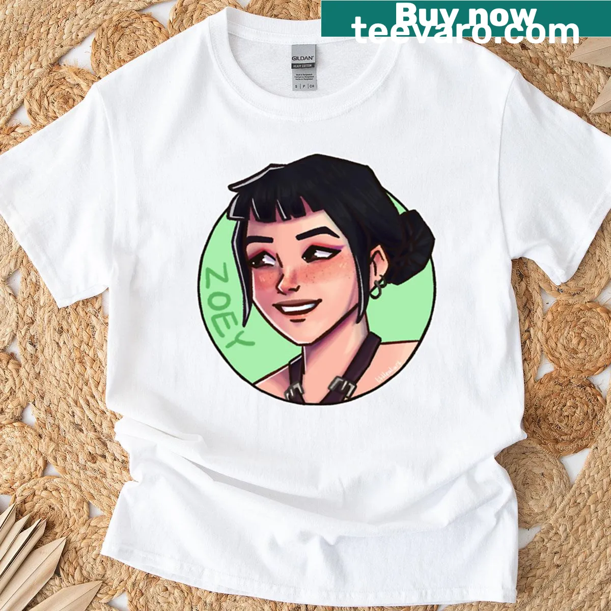 Oversized T-shirt featuring Kpop demon hunter graphic — on a men's t-shirt
