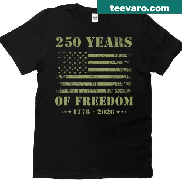 Grunge design USA flag T-shirt commemorating 250 years of America