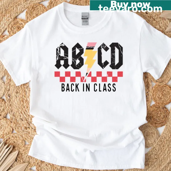 Parody rock band design on a back-to-school themed t-shirt