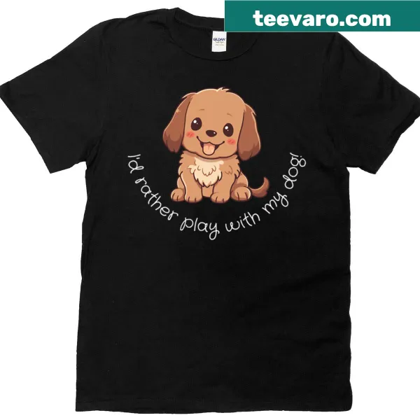 Cute t-shirt with playful illustration of a puppy dog