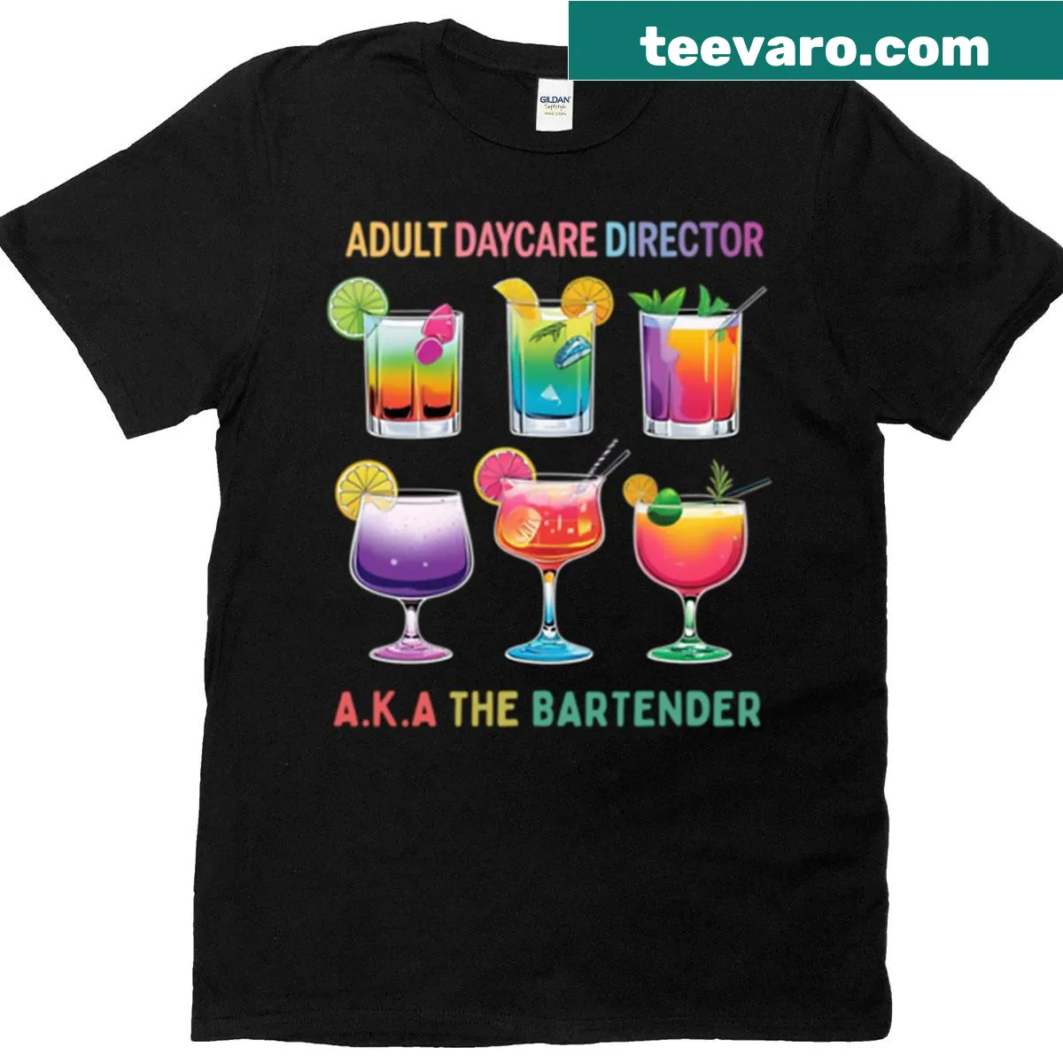 Illustration of a mom as an Adult Daycare Director/Bartender on a shirt — on a men's t-shirt