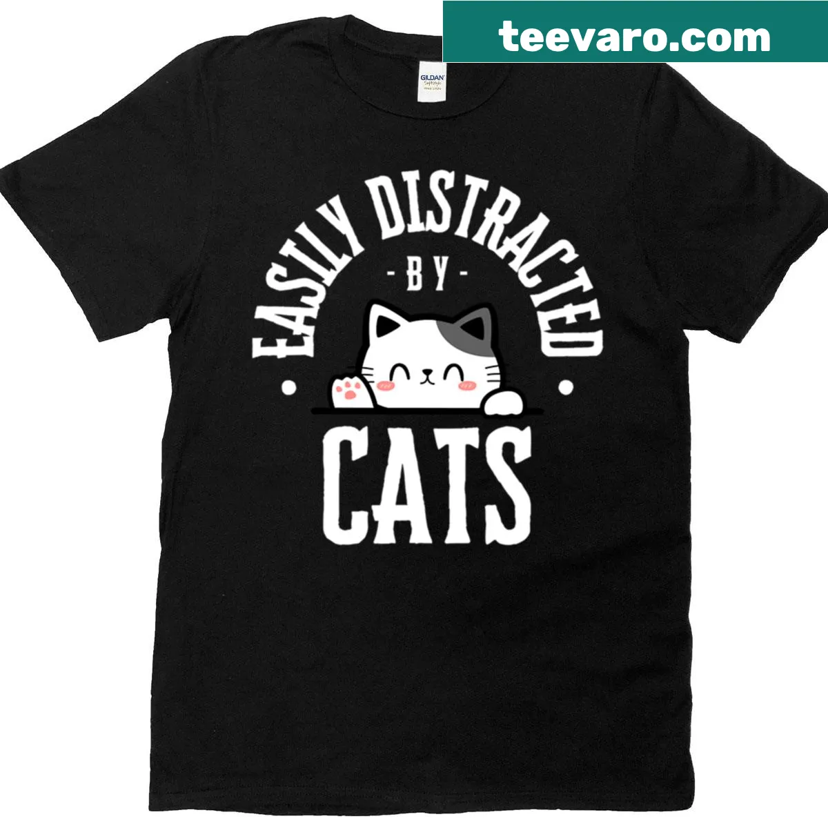 Playful cat-themed graphic T-shirt with fun text — on a men's t-shirt