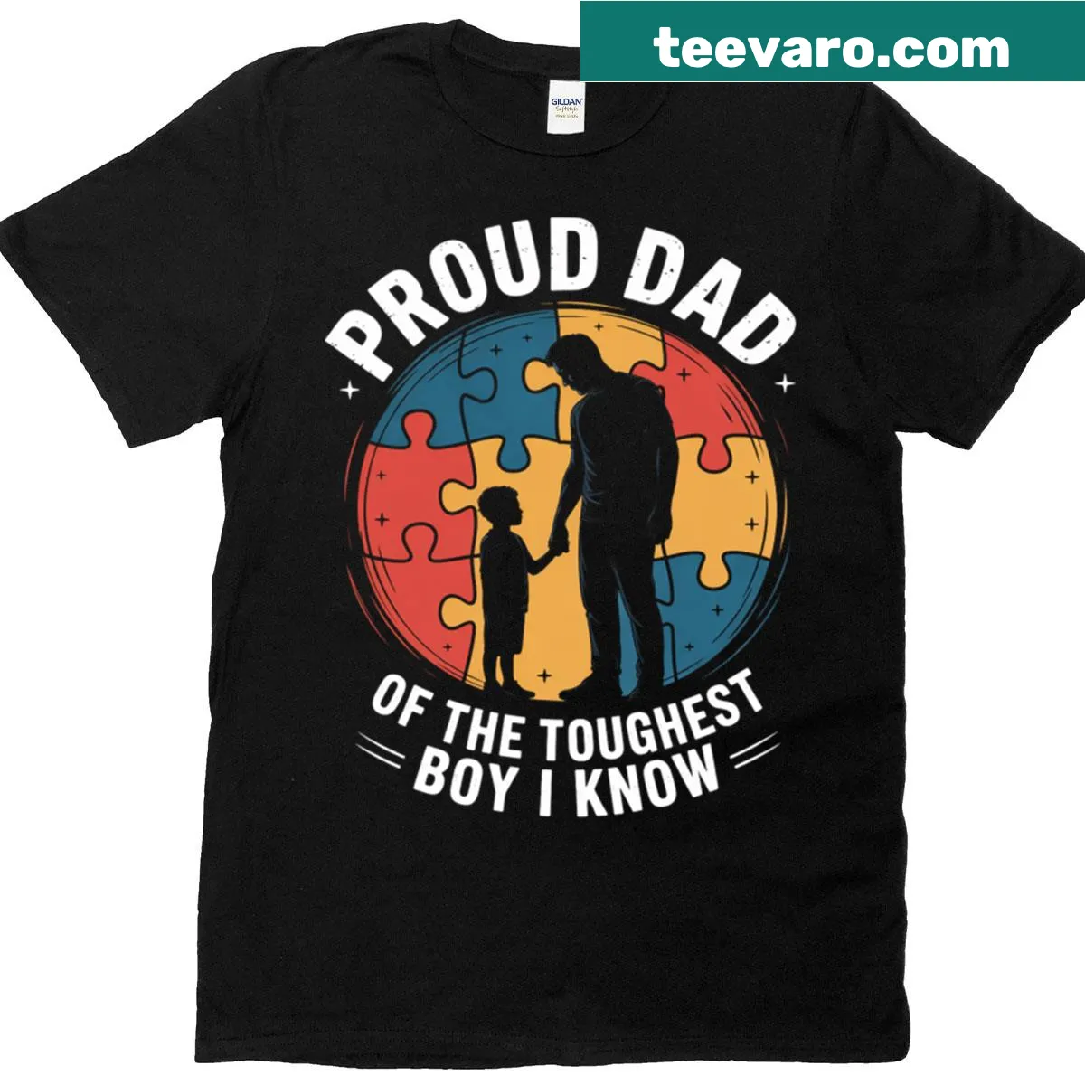 Autism awareness t-shirt for proud dads — on a men's t-shirt