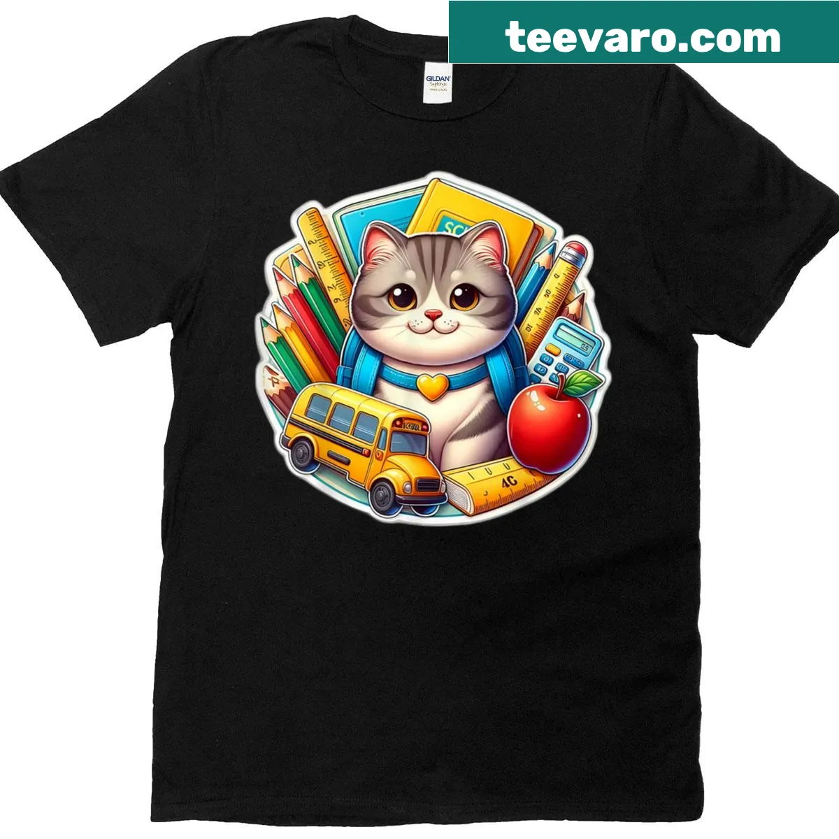 Cute t-shirt with a British Shorthair cat design for students — on a men's t-shirt