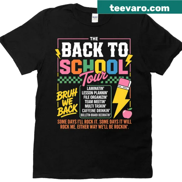 Cute teacher t-shirt with playful graphics and 'Bruh' text