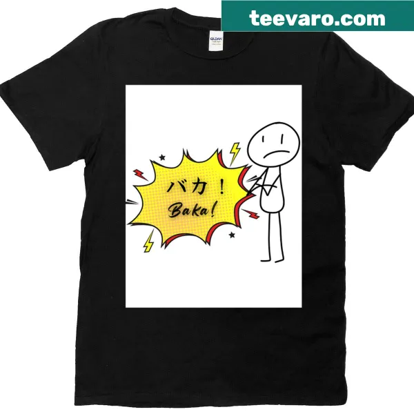 Anime-inspired t-shirt with the word 'Baka' in comic style