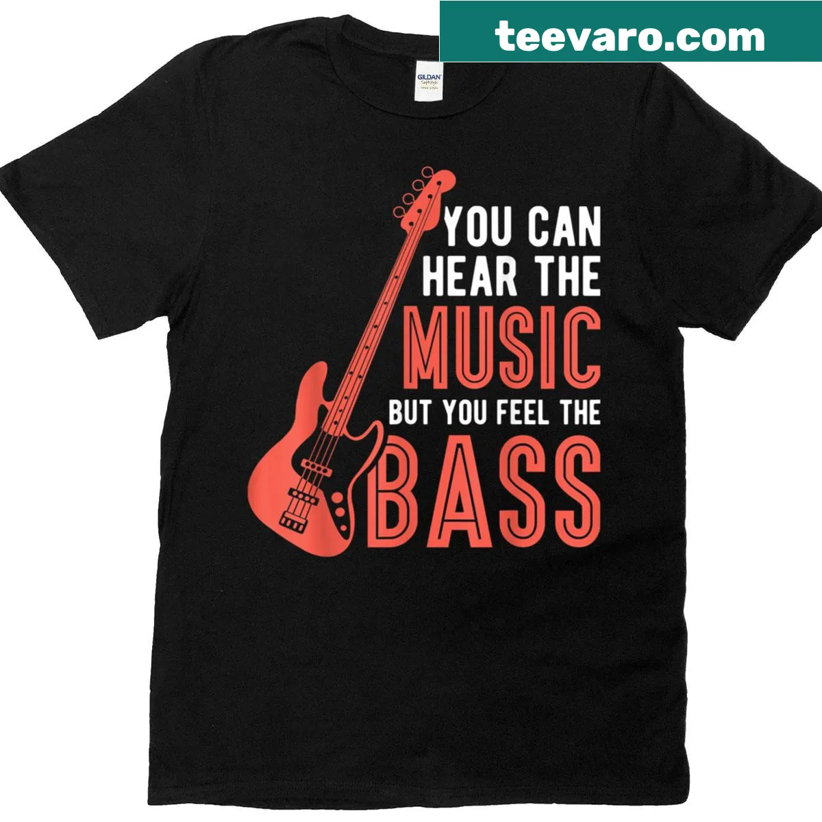 Graphic T-shirt featuring bass guitar picks design — on a men's t-shirt