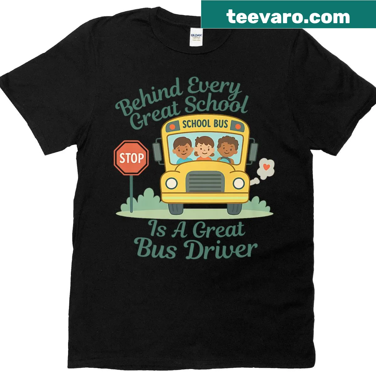 Typography shirt celebrating school bus drivers with a motivational quote — on a men's t-shirt
