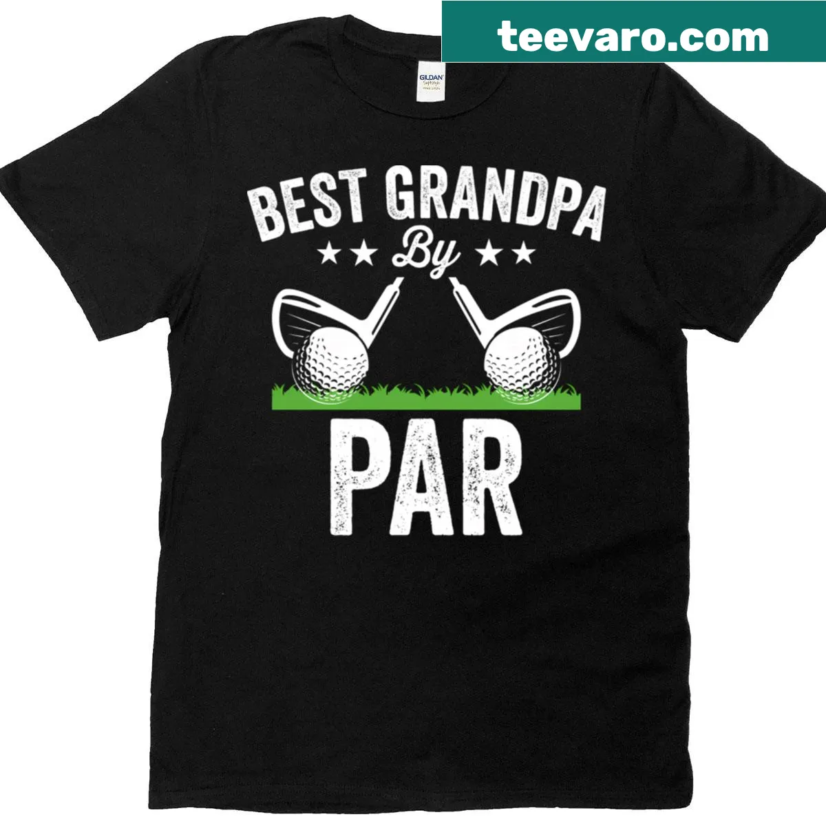 Golf-themed shirt celebrating grandfathers with the phrase Best Grandpa By Par — on a men's t-shirt