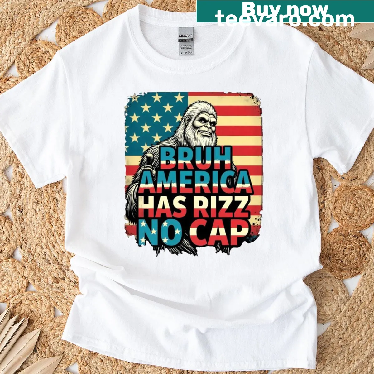 Funny Fourth of July T-shirt featuring a Bigfoot graphic and humorous text — on a men's t-shirt