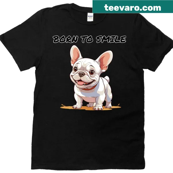 Happy French Bulldog illustration on a cute t-shirt.