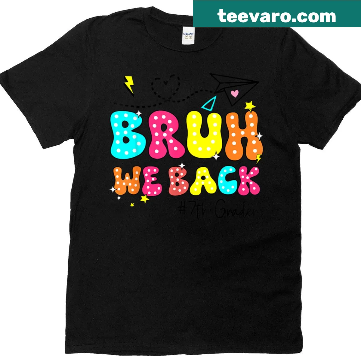Cute back to school t-shirt with humorous 'Bruh We Back' text — on a men's t-shirt