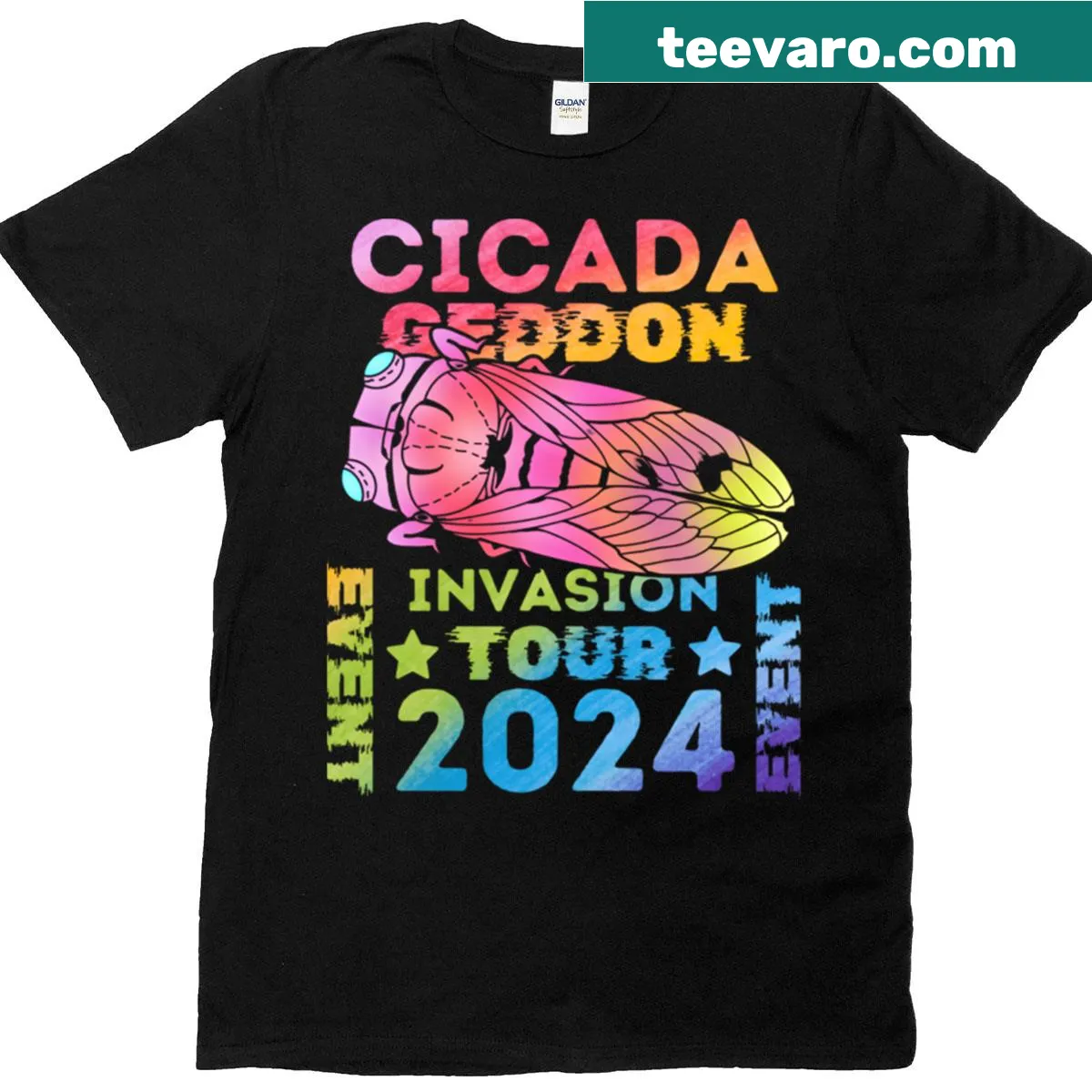Playful cicada design for the Cicadageddon event on a t-shirt — on a men's t-shirt