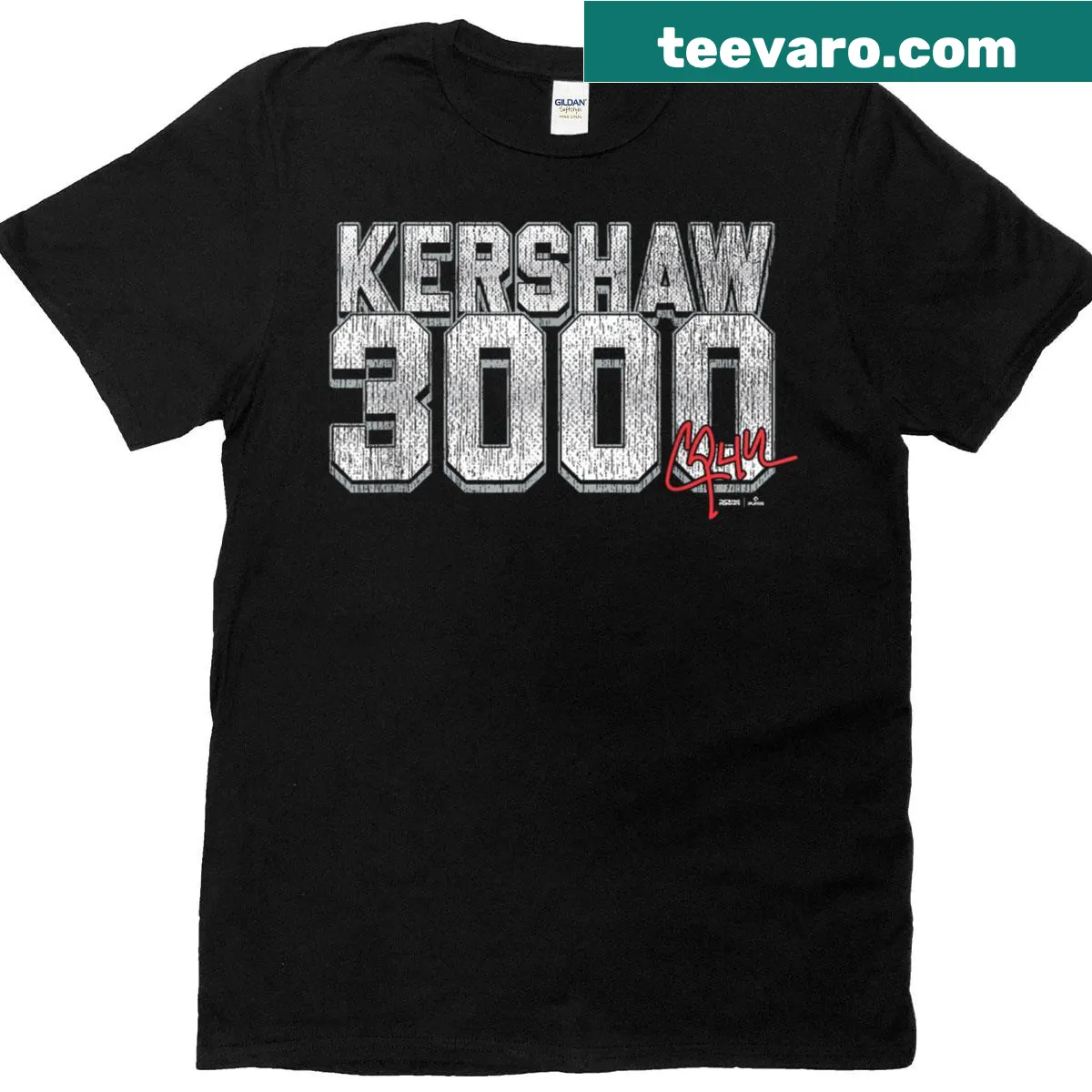 Clayton Kershaw 3000 strikeouts t-shirt — on a men's t-shirt
