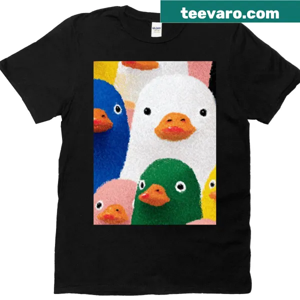 Illustration of colorful ducks on a t-shirt
