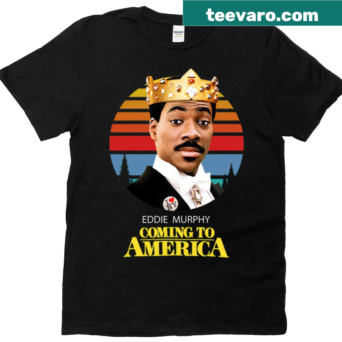 Coming To America inspired graphic t-shirt referencing Eddie Murphy — on a men's t-shirt