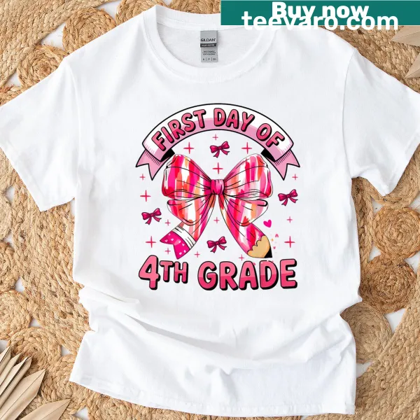 Cute T-shirt for girls featuring a design for 4th grade back to school
