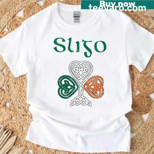 Shamrock and Ireland flag graphic T-shirt celebrating Irish culture
