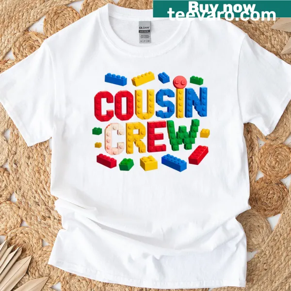 Kids' t-shirt with 'Cousin Crew Master Builder' text design