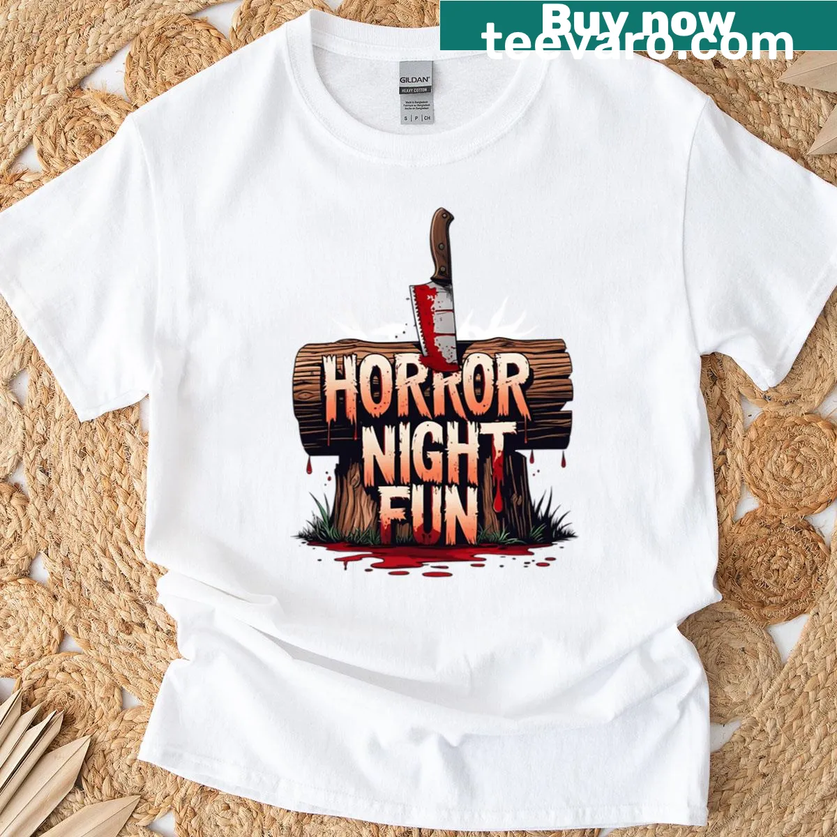 Illustration of a snack menu themed around Crystal Lake — on a men's t-shirt