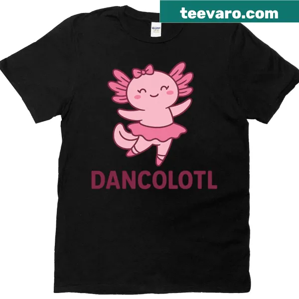 Adorable ballerina axolotl cartoon graphic on a t-shirt