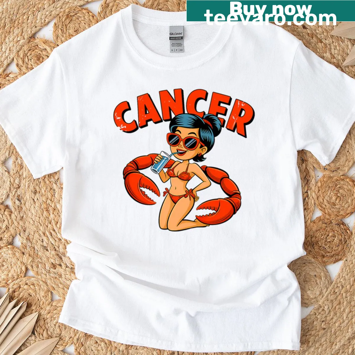 Cute Cancer Zodiac T-shirt featuring girl illustration — on a men's t-shirt