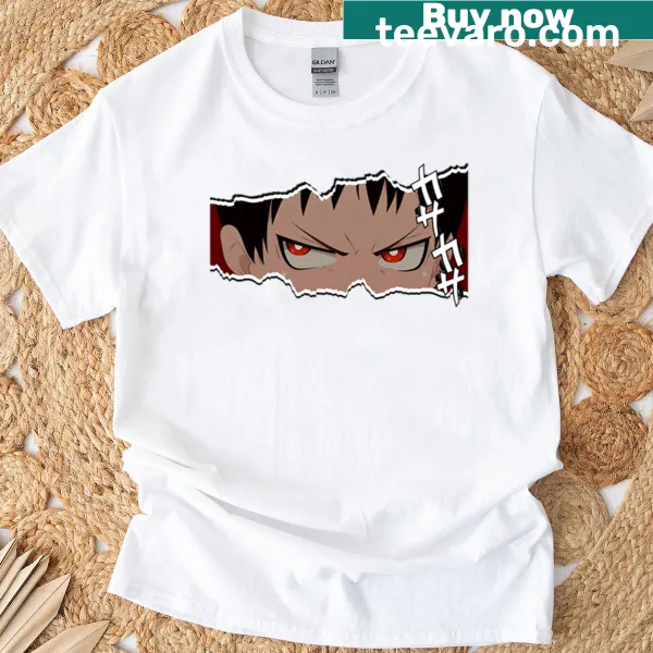 Anime t-shirt featuring a bold graphic of devil eyes
