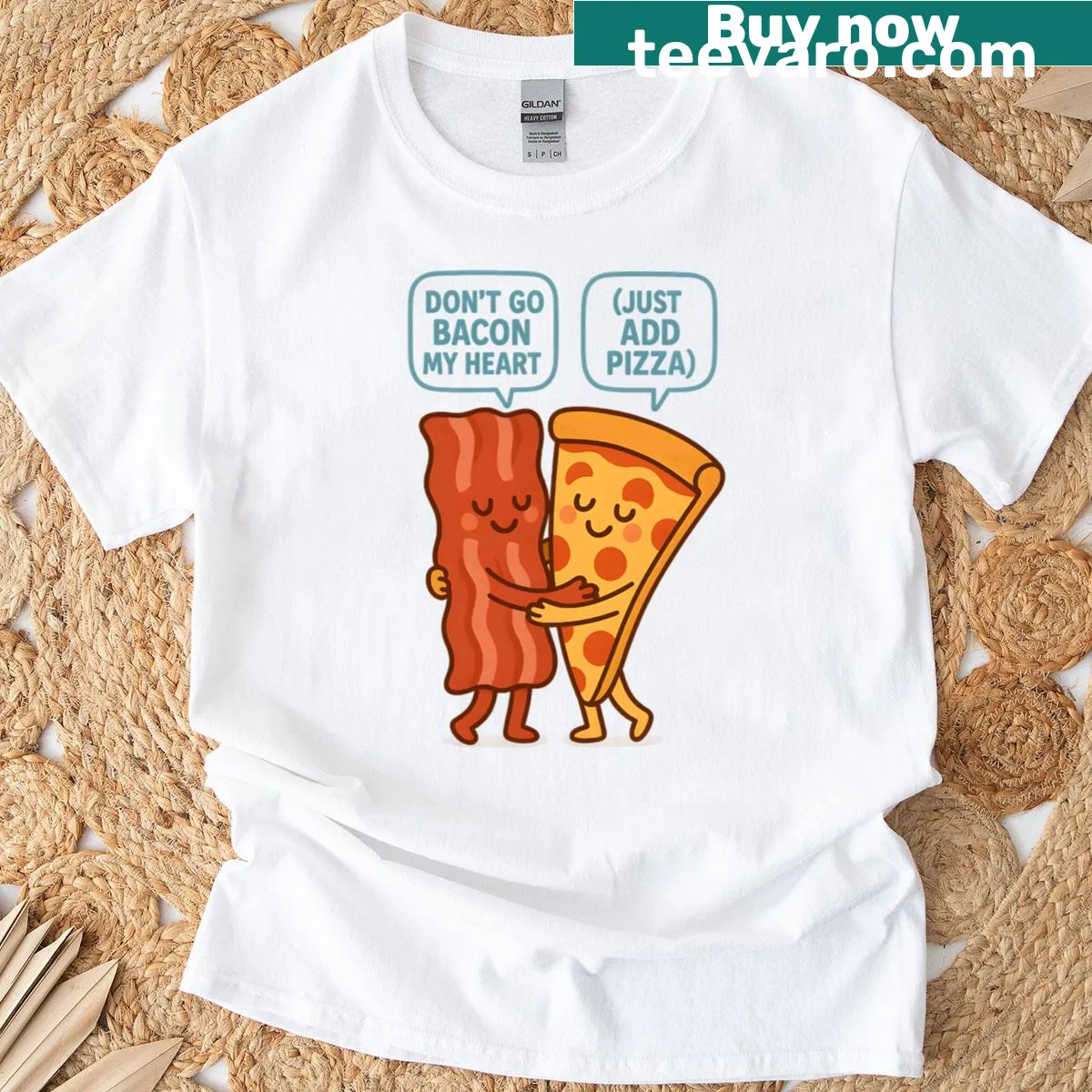 Funny typography design with bacon pun on a t-shirt — on a men's t-shirt